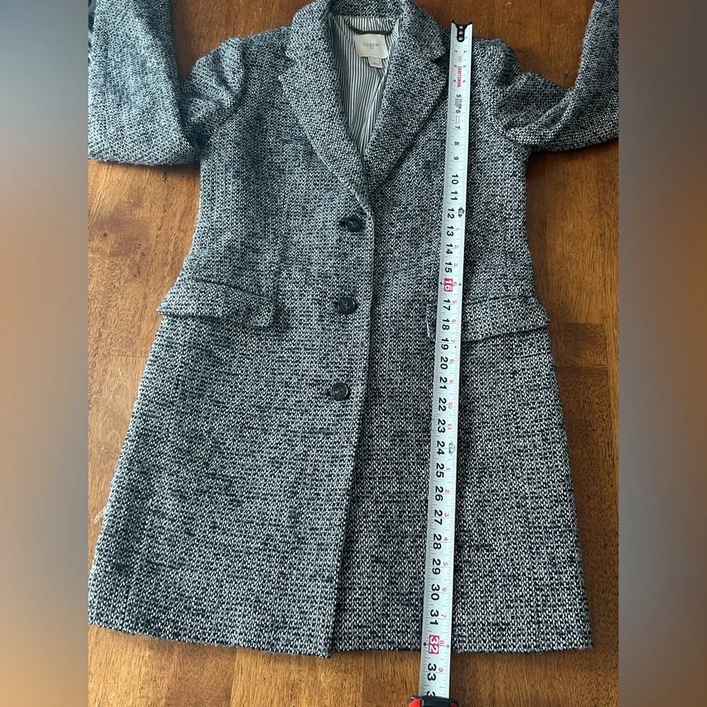 J. Crew Women's Tweed Tailored-Fit Mid-Length Wool Blend  Topcoat Sz 0 - Picture 10 of 11
